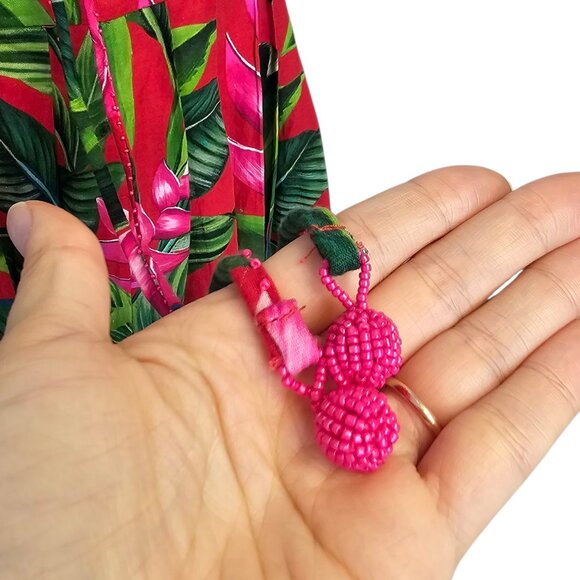 Farm Rio Linen Blend Dream Garden Strappy Drop Waist Midi Dress, Boho, XXS - Picture 6 of 13